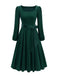 1950s Christmas Velvet Square Neck Long Sleeve Dress - vintage dress, retro fashion, rockabilly