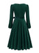 1950s Christmas Velvet Square Neck Long Sleeve Dress - vintage dress, retro fashion, rockabilly