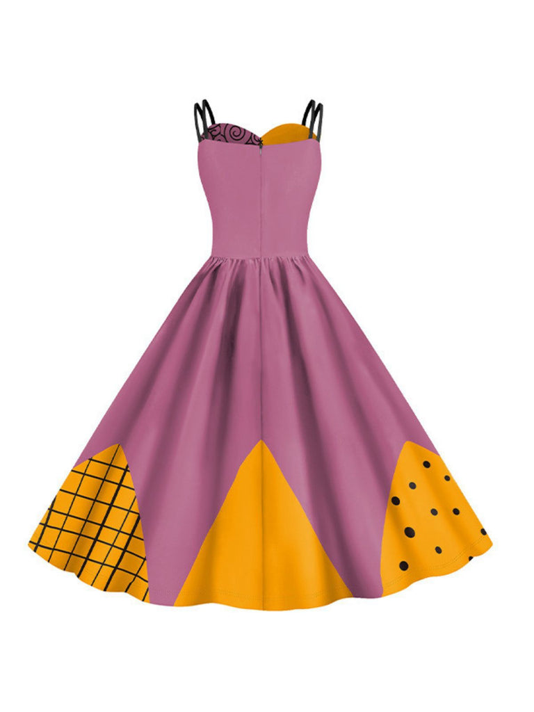 Multicolor 1950s Nightmare Before Christmas Sally Colorblock Dress - vintage dress, retro fashion, rockabilly
