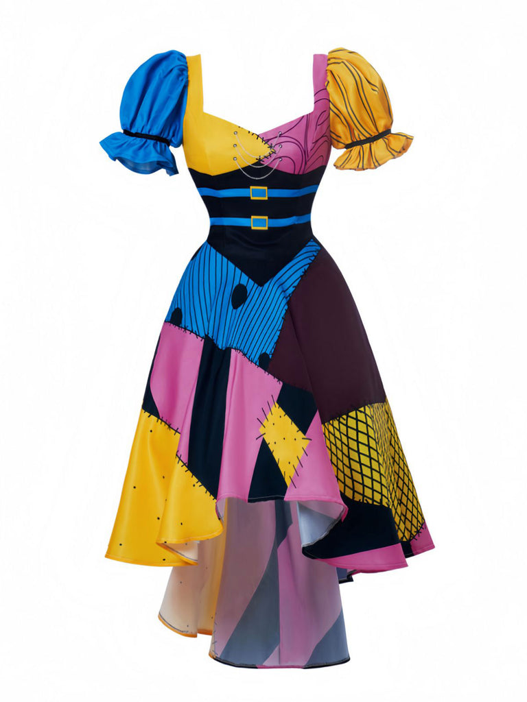 Multicolor 1950s Sweetheart Neck Patchwork Sally Dress - vintage dress, retro fashion, rockabilly