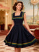 Navy Blue 1950s Square Neck Wavy Striped Sleeveless Dress - vintage dress, retro fashion, rockabilly