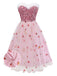 Pink 1950s Christmas Furry Strapless Sequined Mesh Dress - vintage dress, retro fashion, rockabilly