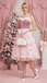 Pink 1950s Christmas Furry Strapless Sequined Mesh Dress - vintage dress, retro fashion, rockabilly