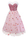 Pink 1950s Christmas Furry Strapless Sequined Mesh Dress - vintage dress, retro fashion, rockabilly