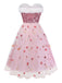 Pink 1950s Christmas Furry Strapless Sequined Mesh Dress - vintage dress, retro fashion, rockabilly