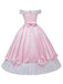 Pink 1950s Off-Shoulder Pleated Satin Bow Princess Dress - vintage dress, retro fashion, rockabilly