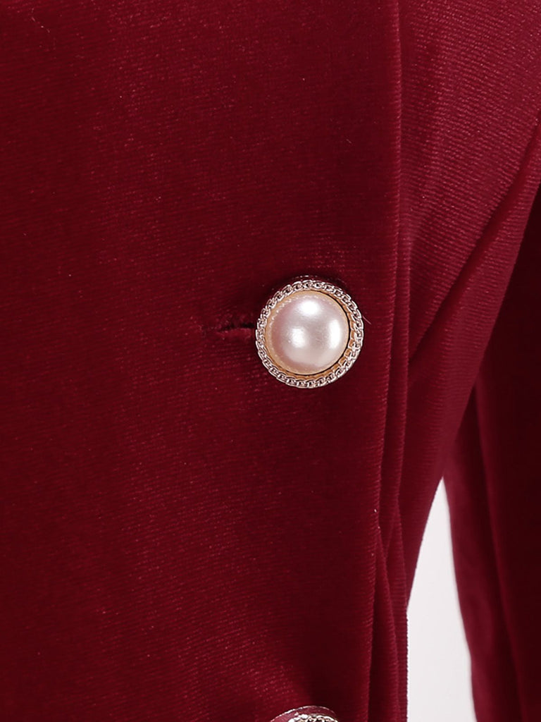 Red 1950s Christmas Velvet Santa Fur Collar Pearl Dress - vintage dress, retro fashion, rockabilly