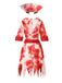 Red 1950s Halloween Zombie Nurse Blood Stains Dress - vintage dress, retro fashion, rockabilly