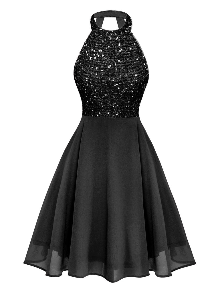 1950s Solid Beaded Sequined Sleeveless Patchwork Dress - vintage dress, retro fashion, rockabilly