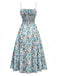 1950s Spaghetti Strap Floral Backless Side Slit Dress - vintage dress, retro fashion, rockabilly