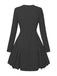 1950s Sweetheart Neck Long Sleeve Solid Pleated Dress - vintage dress, retro fashion, rockabilly