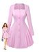 1950s Sweetheart Neck Long Sleeve Solid Pleated Dress - vintage dress, retro fashion, rockabilly