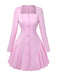 1950s Sweetheart Neck Long Sleeve Solid Pleated Dress - vintage dress, retro fashion, rockabilly