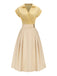 Yellow 1950s Johnny Collar Pleated Patchwork Cotton Dress - vintage dress, retro fashion, rockabilly