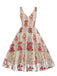1950s Embroidered Floral V-Neck Swing Dress: timeless style reimagined