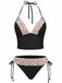 1950s Embroidered Handmade Floral High Waist Bikini Set - vintage fashion, retro style, elegant red