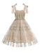 1950s Embroidered Mesh Lace-Up Sweetheart Neck Dress: where 1950s romance meets her modern spirit