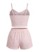Pink 1950s Spaghetti Strap Ruffle Pajama Set 7