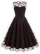 1950s Flocked Heart Mesh Patchwork Dress — a 1950s silhouette that turns sidewalks into runways