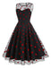1950s Flocked Heart Mesh Patchwork Dress: where 1950s romance meets her modern spirit