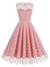She slips into this 1950s Flocked Heart Mesh Patchwork Dress and suddenly it's a 1950s daydream