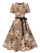 1950s Floral Bow Short Sleeve Swing Dress, vintage dress, retro fashion, rockabilly, pin-up fashion - perfect for women who love vintage and retro fashion