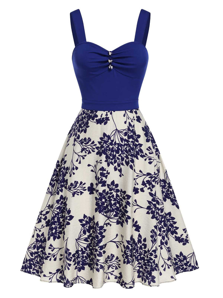 1950s Floral Button Sweetheart Neck Dress: where 1950s romance meets her modern spirit