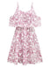 1950s Floral Cold Shoulder Ruffle Dress - vintage dress, retro fashion, rockabilly