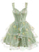 Blue 1930s Floral Mesh Classic Dress 7
