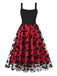 1950s Floral Flocked Mesh Swing Dress — a 1950s silhouette that turns sidewalks into runways