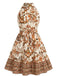 1950s Floral Halter Belted Dress 4