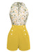 1950s Floral Halter Lace-up Vintage Romper: timeless style reimagined