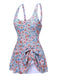 1950s Floral Knot Wide Strap Skirt Swimsuit: 1950s Riviera elegance, reimagined for her