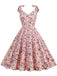 1950s Floral Lace-Up Shoulder V-Neck Swing Dress: timeless style reimagined