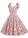 1950s Floral Lace-Up Shoulder V-Neck Swing Dress — vintage elegance for the modern woman