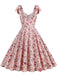 1950s Floral Lace-Up Shoulder V-Neck Swing Dress: timeless style reimagined