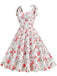 1950s Floral Lace-Up Shoulder V-Neck Swing Dress: timeless style reimagined