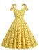 1950s Floral Lace-Up Shoulder V-Neck Swing Dress: timeless style reimagined