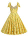 1950s Floral Lace-Up Shoulder V-Neck Swing Dress: timeless style reimagined