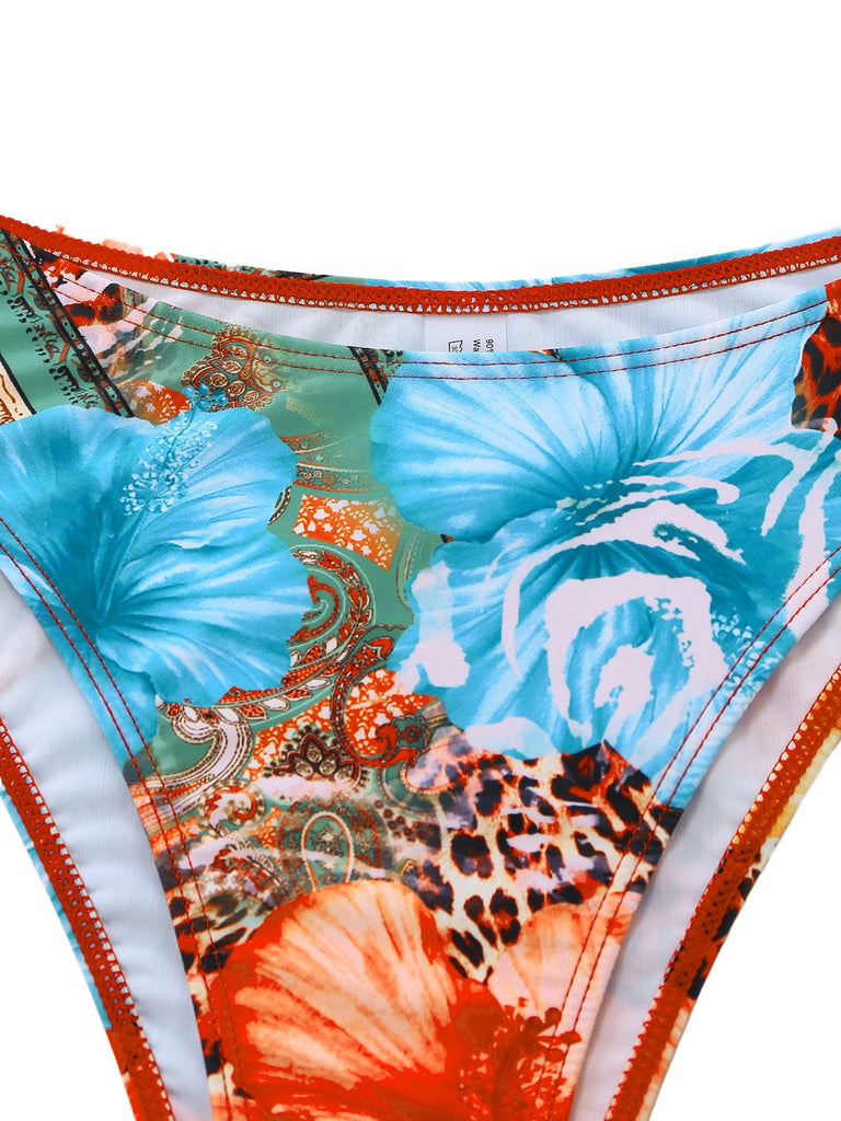 1950s Floral Leopard Halter Bikini Set & Cover-Up - vintage fashion, retro style