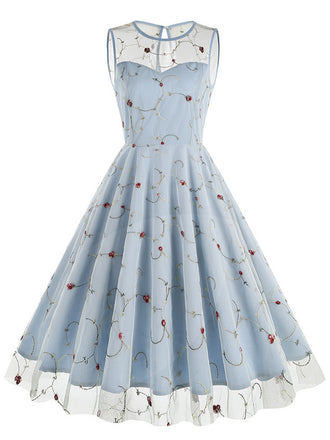 1950s Floral Mesh Swing Dress, vintage dress, retro fashion, rockabilly, pin-up fashion - perfect for women who love vintage and retro fashion
