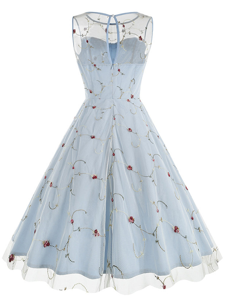 1950s Floral Mesh Swing Dress, vintage dress, retro fashion, rockabilly, pin-up fashion - perfect for women who love vintage and retro fashion
