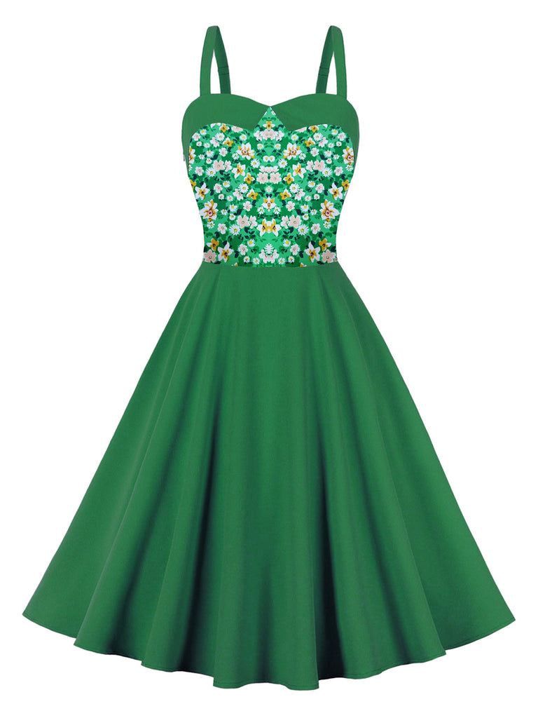1950s Floral Patchwork Strap Swing Dress: timeless style reimagined