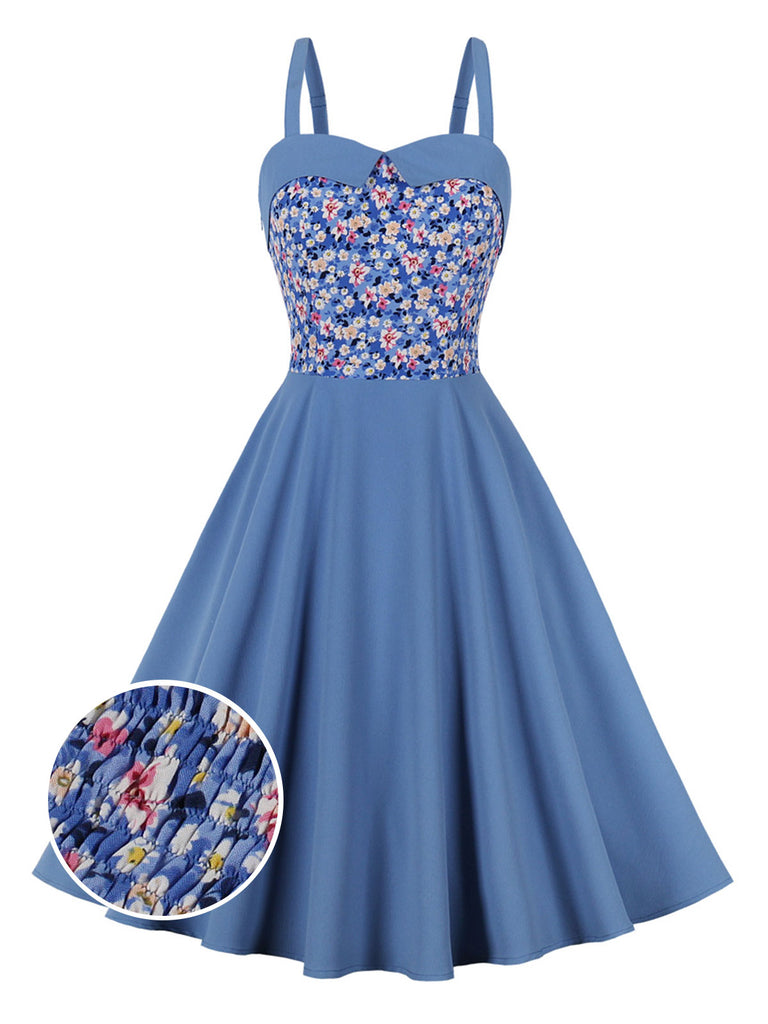 1950s Floral Patchwork Strap Swing Dress: timeless style reimagined
