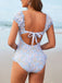 1950s Floral Ruffled Cap Sleeve One-Piece Swimsuit - vintage swimsuit, pin-up swimwear for vintage lovers