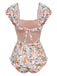1950s Floral Ruffled Cap Sleeve One-Piece Swimsuit - vintage swimsuit, pin-up swimwear for vintage lovers