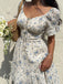 1950s Floral Square Neck Ruffle Dress 7