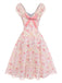 Pink 1950s Floral Chiffon Bow Dress 3