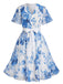 [Plus Size] 1950s Floral V-Neck A-Line Chiffon Dress, vintage dress, retro fashion, rockabilly, pin-up fashion - perfect for women who love vintage and retro fashion