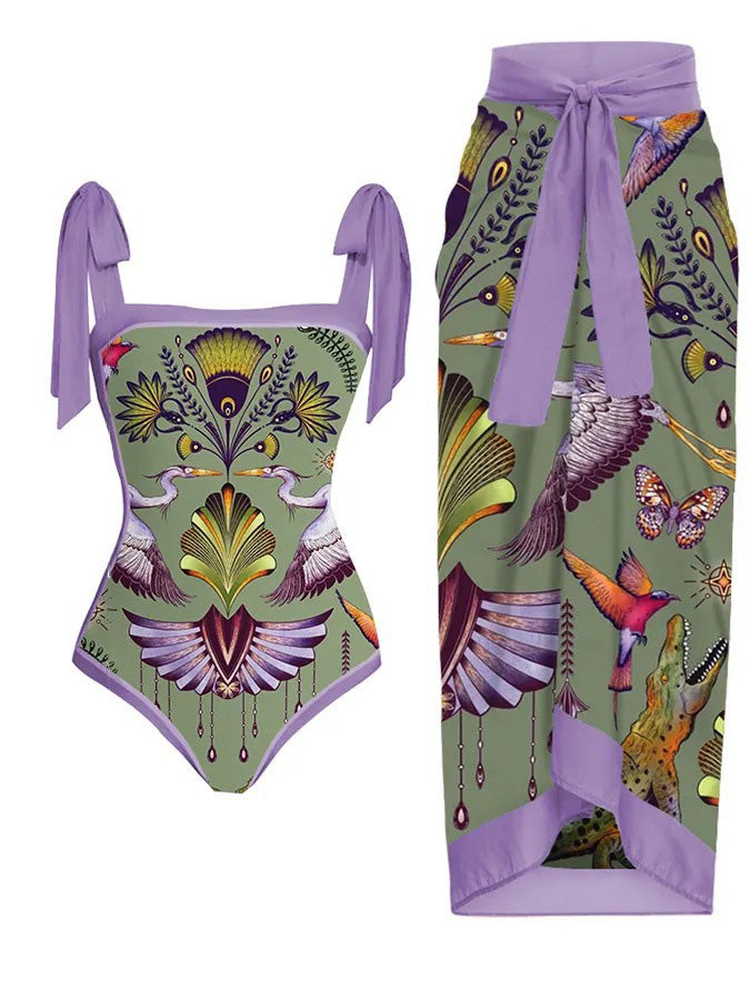 1950s Forest Animals Lace-up Swimsuit & Cover-up: timeless style reimagined